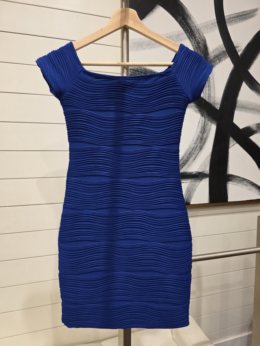 Brat Star Royal Blue Wave-Texture Mini Dress